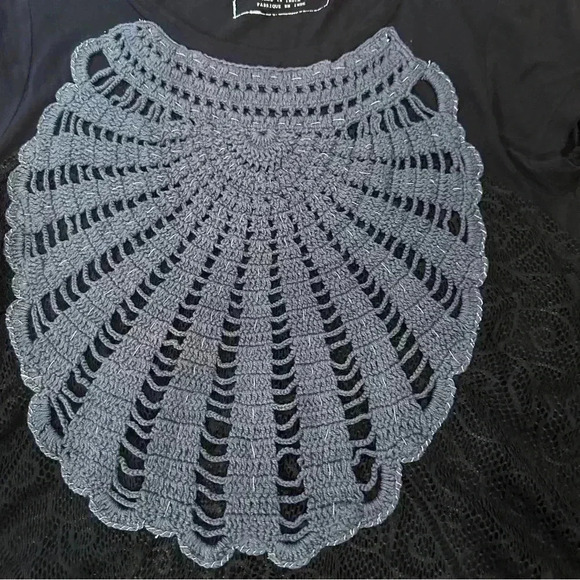 NWOT Free people We the free black fringe crochet top - Picture 8 of 9